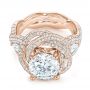 18k Rose Gold 18k Rose Gold Custom Diamond Pave Engagement Ring - Flat View -  103544 - Thumbnail
