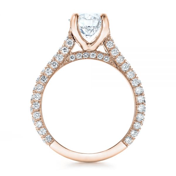 14k Rose Gold 14k Rose Gold Custom Diamond Pave Engagement Ring - Front View -  100853