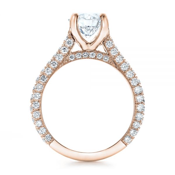 18k Rose Gold 18k Rose Gold Custom Diamond Pave Engagement Ring - Front View -  100853