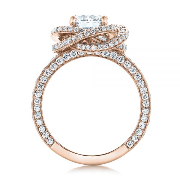 18k Rose Gold 18k Rose Gold Custom Diamond Pave Engagement Ring - Front View -  102179