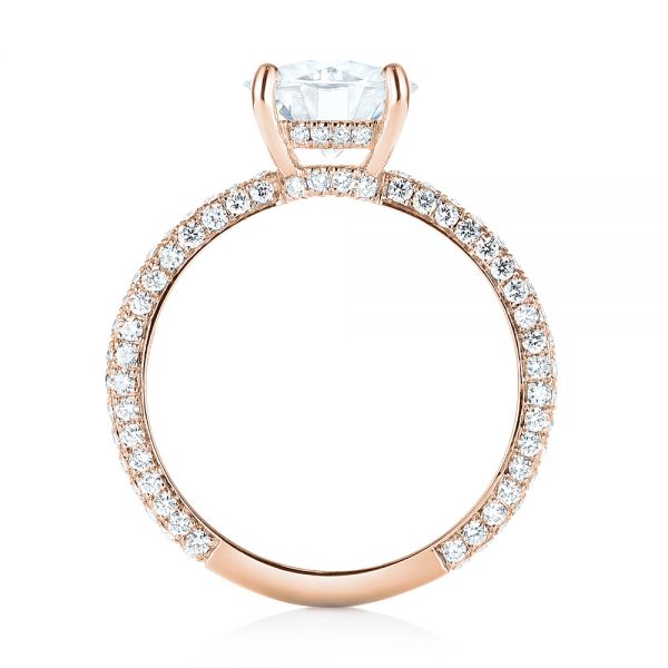 14k Rose Gold 14k Rose Gold Custom Diamond Pave Engagement Ring - Front View -  103414