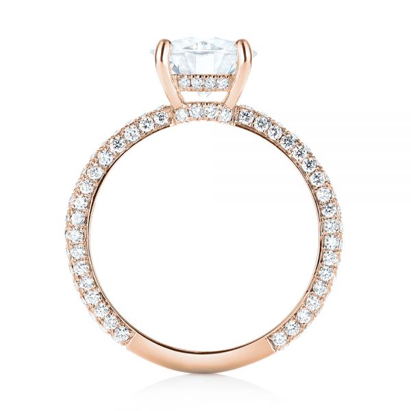 18k Rose Gold 18k Rose Gold Custom Diamond Pave Engagement Ring - Front View - 103414