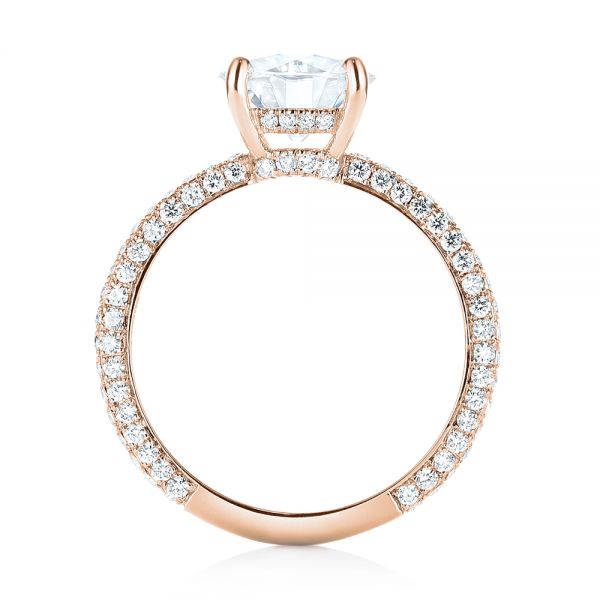 18k Rose Gold 18k Rose Gold Custom Diamond Pave Engagement Ring - Front View -  103414