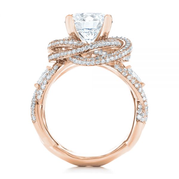 18k Rose Gold 18k Rose Gold Custom Diamond Pave Engagement Ring - Front View -  103544