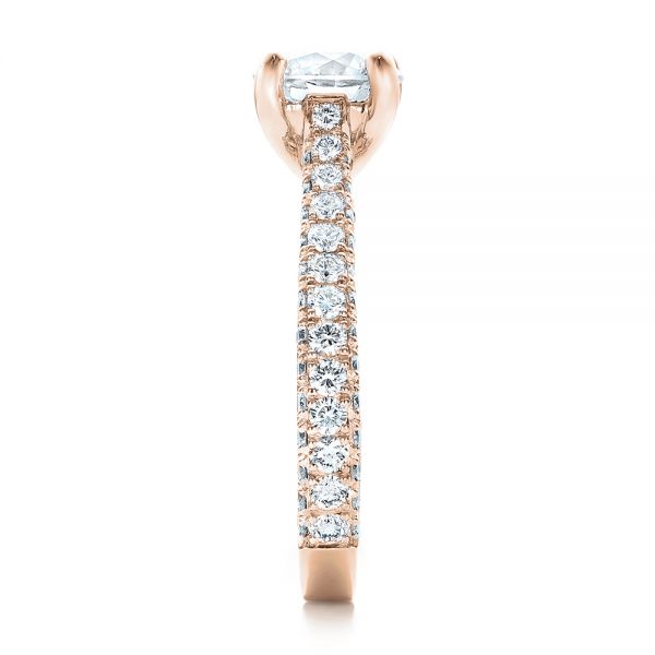 18k Rose Gold 18k Rose Gold Custom Diamond Pave Engagement Ring - Side View -  100853