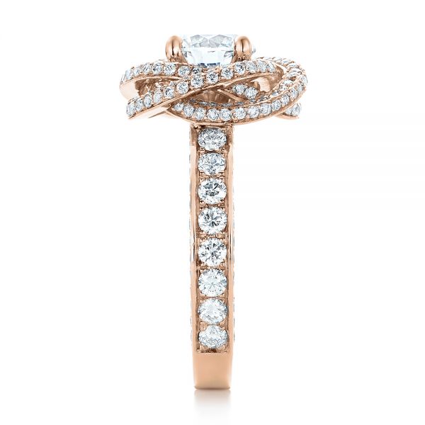 14k Rose Gold 14k Rose Gold Custom Diamond Pave Engagement Ring - Side View -  102179