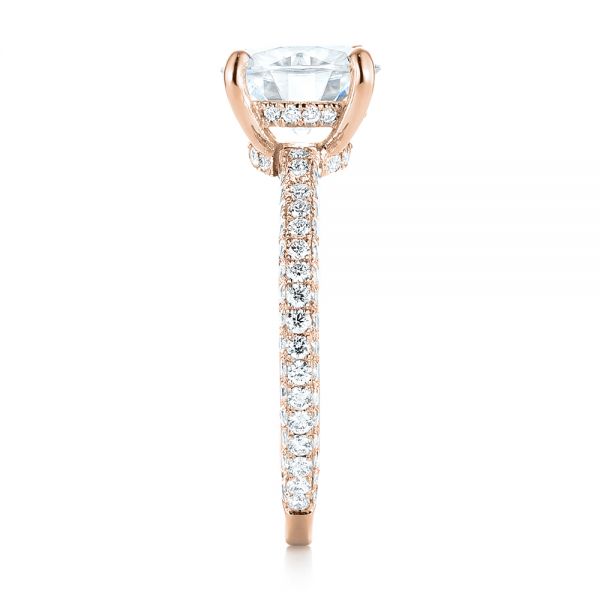 14k Rose Gold 14k Rose Gold Custom Diamond Pave Engagement Ring - Side View -  103414