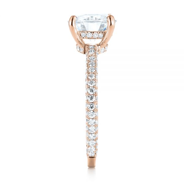 18k Rose Gold 18k Rose Gold Custom Diamond Pave Engagement Ring - Side View - 103414