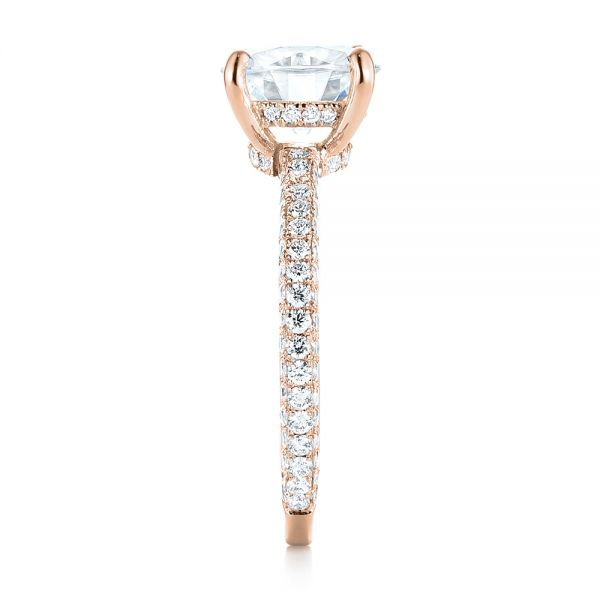 18k Rose Gold 18k Rose Gold Custom Diamond Pave Engagement Ring - Side View -  103414