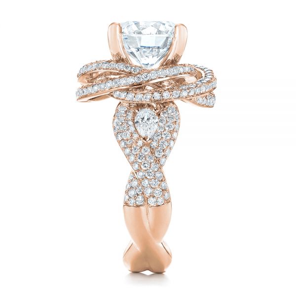 18k Rose Gold 18k Rose Gold Custom Diamond Pave Engagement Ring - Side View -  103544