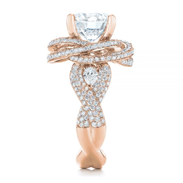 14k Rose Gold 14k Rose Gold Custom Diamond Pave Engagement Ring - Side View - 103544