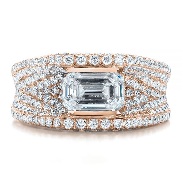 18k Rose Gold 18k Rose Gold Custom Diamond Pave Engagement Ring - Top View -  100837