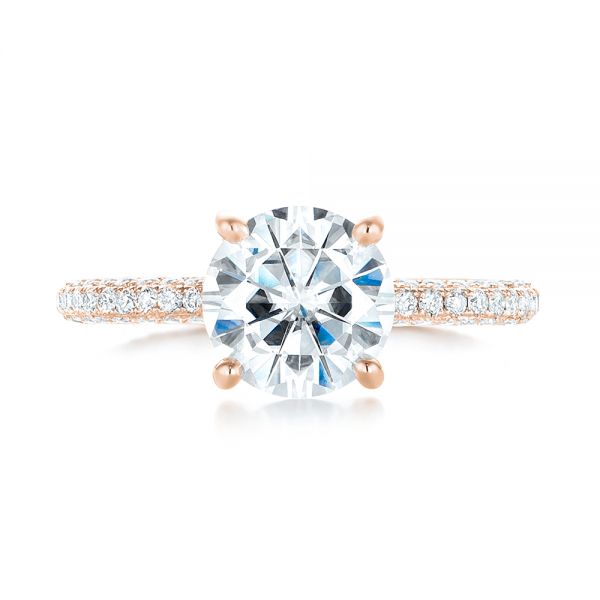14k Rose Gold 14k Rose Gold Custom Diamond Pave Engagement Ring - Top View -  103414