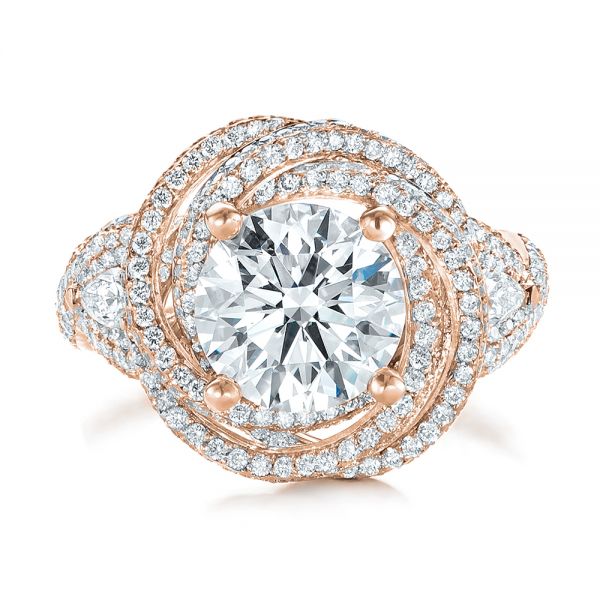 14k Rose Gold 14k Rose Gold Custom Diamond Pave Engagement Ring - Top View - 103544