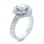 14k White Gold 14k White Gold Custom Diamond Pave Engagement Ring - Three-Quarter View -  102179 - Thumbnail