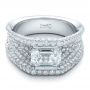  Platinum Custom Diamond Pave Engagement Ring - Flat View -  100837 - Thumbnail