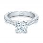  Platinum Custom Diamond Pave Engagement Ring - Flat View -  100853 - Thumbnail