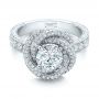  Platinum Custom Diamond Pave Engagement Ring - Flat View -  102179 - Thumbnail