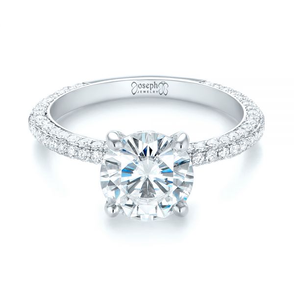  Platinum Platinum Custom Diamond Pave Engagement Ring - Flat View -  103414