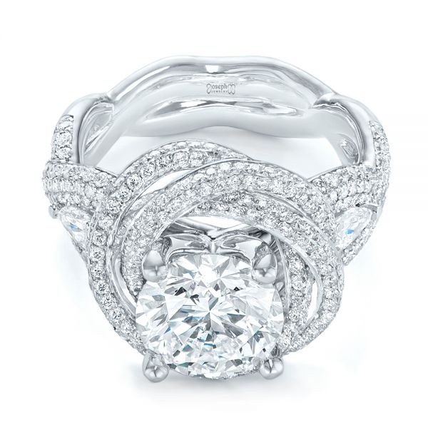 Platinum Custom Diamond Pave Engagement Ring - Flat View - 103544