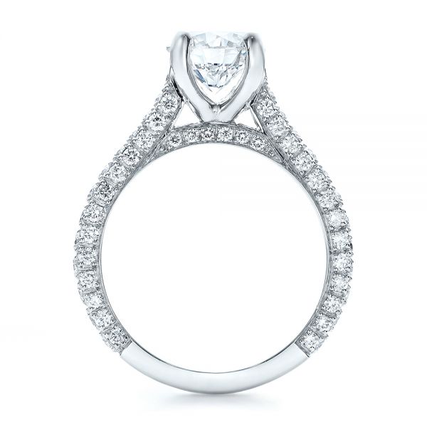 Platinum Custom Diamond Pave Engagement Ring - Front View - 100853