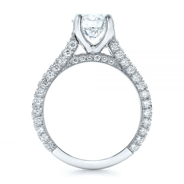 14k White Gold 14k White Gold Custom Diamond Pave Engagement Ring - Front View -  100853