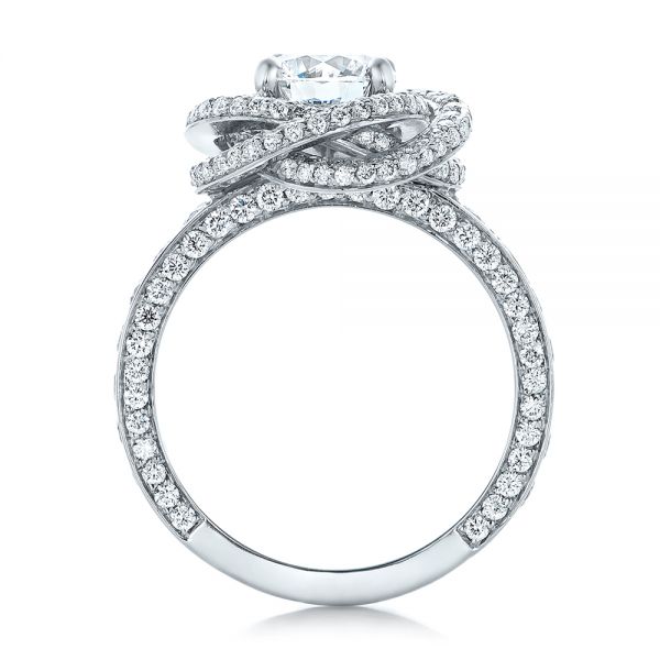 Platinum Custom Diamond Pave Engagement Ring - Front View - 102179