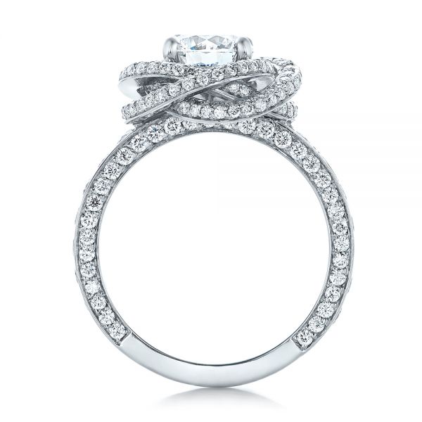 14k White Gold 14k White Gold Custom Diamond Pave Engagement Ring - Front View -  102179