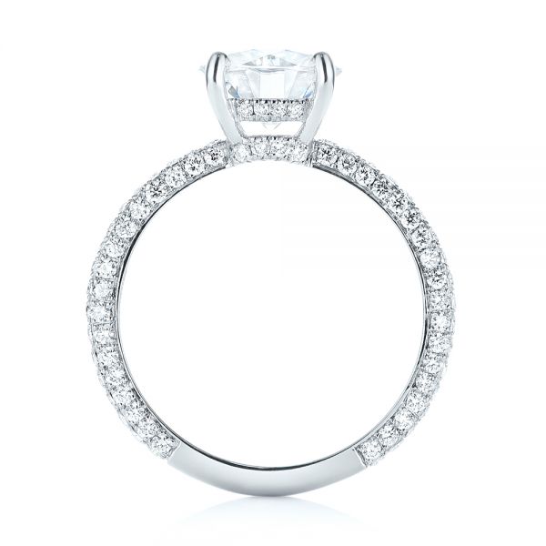 14k White Gold Custom Diamond Pave Engagement Ring - Front View -  103414