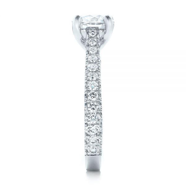 Platinum Custom Diamond Pave Engagement Ring - Side View - 100853