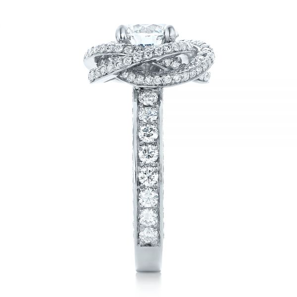 Platinum Custom Diamond Pave Engagement Ring - Side View - 102179
