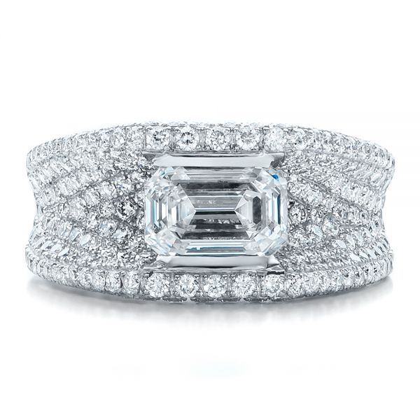 18k White Gold 18k White Gold Custom Diamond Pave Engagement Ring - Top View -  100837