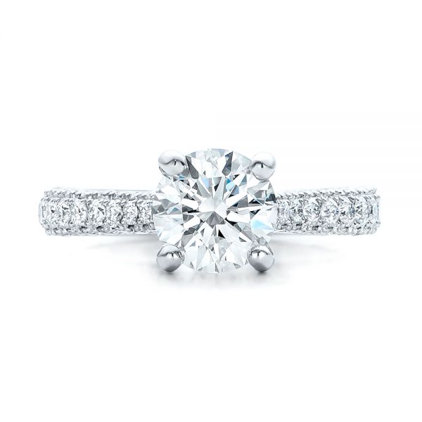  Platinum Custom Diamond Pave Engagement Ring - Top View -  100853