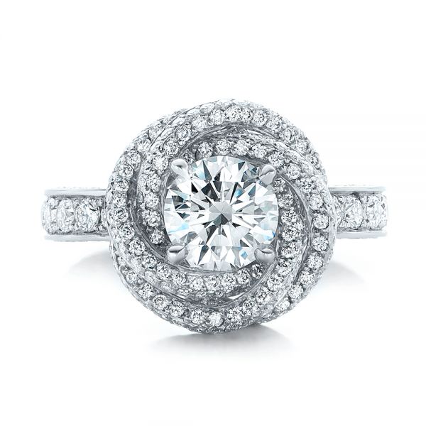  Platinum Custom Diamond Pave Engagement Ring - Top View -  102179