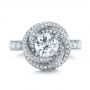  Platinum Custom Diamond Pave Engagement Ring - Top View -  102179 - Thumbnail