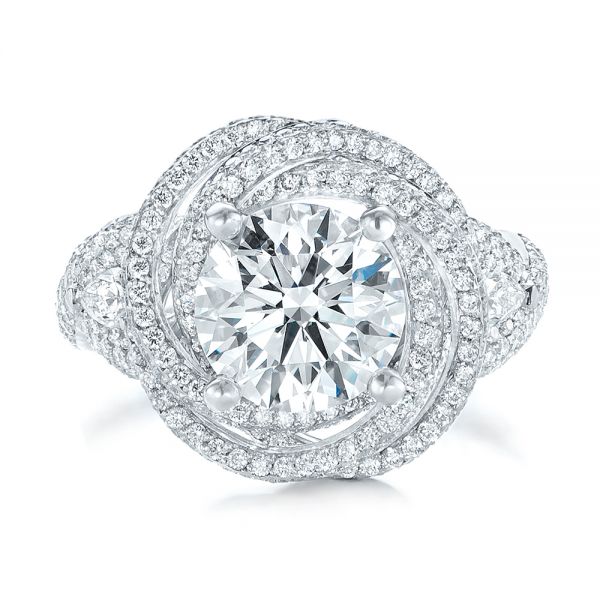 Platinum Custom Diamond Pave Engagement Ring - Top View - 103544