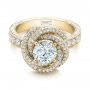 18k Yellow Gold 18k Yellow Gold Custom Diamond Pave Engagement Ring - Flat View -  102179 - Thumbnail