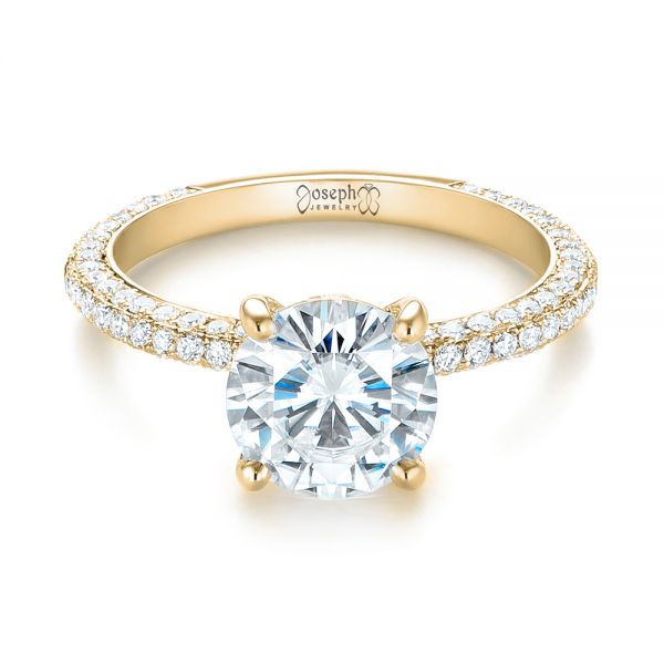 14k Yellow Gold 14k Yellow Gold Custom Diamond Pave Engagement Ring - Flat View - 103414