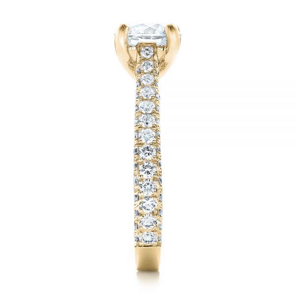 18k Yellow Gold 18k Yellow Gold Custom Diamond Pave Engagement Ring - Side View - 100853