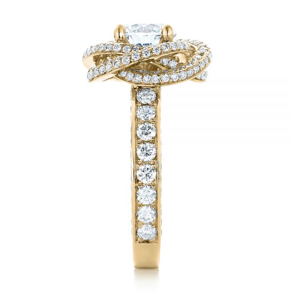 18k Yellow Gold 18k Yellow Gold Custom Diamond Pave Engagement Ring - Side View -  102179