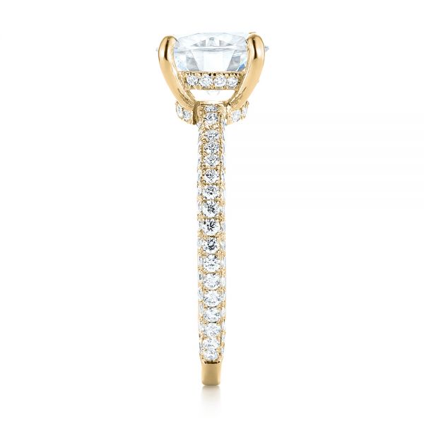 18k Yellow Gold 18k Yellow Gold Custom Diamond Pave Engagement Ring - Side View -  103414