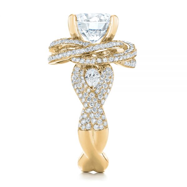 14k Yellow Gold 14k Yellow Gold Custom Diamond Pave Engagement Ring - Side View - 103544