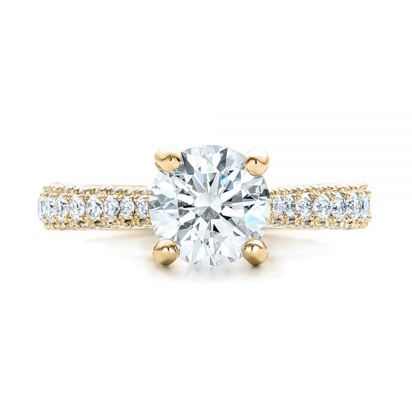 18k Yellow Gold 18k Yellow Gold Custom Diamond Pave Engagement Ring - Top View -  100853