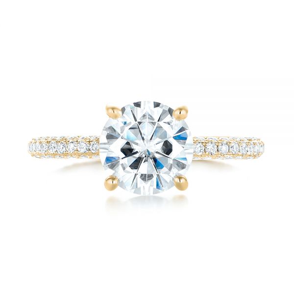 14k Yellow Gold 14k Yellow Gold Custom Diamond Pave Engagement Ring - Top View - 103414