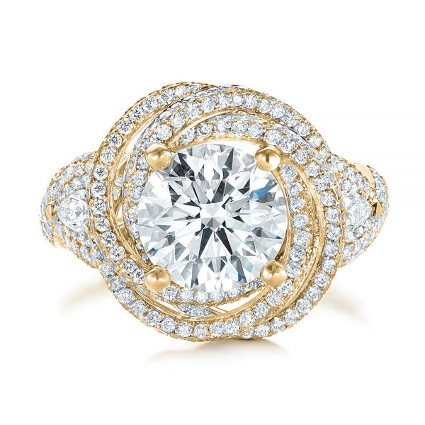 18k Yellow Gold 18k Yellow Gold Custom Diamond Pave Engagement Ring - Top View -  103544
