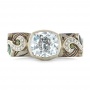 Custom Diamond Peridot Blue Sapphire And Mokume Engagement Ring - Top View -  102389 - Thumbnail