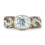 Custom Diamond Peridot Blue Sapphire And Mokume Engagement Ring - Top View -  102389 - Thumbnail