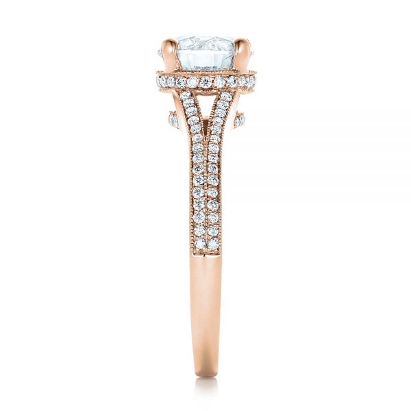 18k Rose Gold 18k Rose Gold Custom Diamond Split Shank Engagement Ring - Side View -  102226