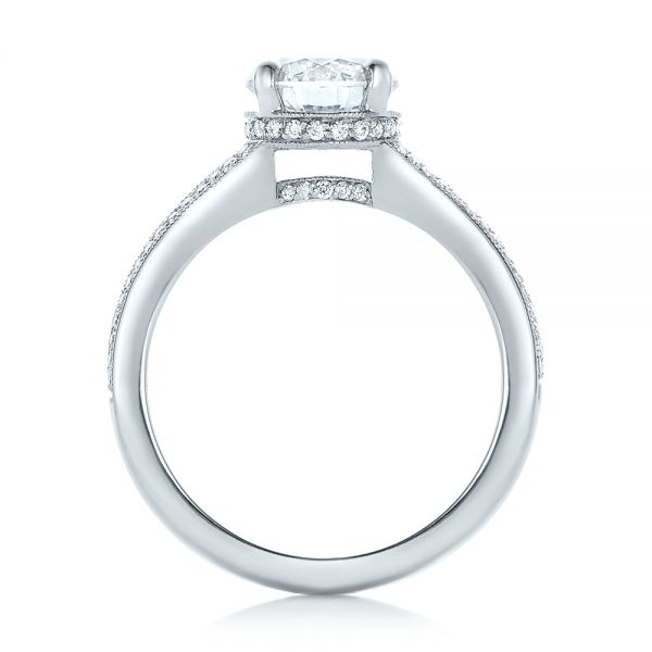 14k White Gold Custom Diamond Split Shank Engagement Ring - Front View -  102226