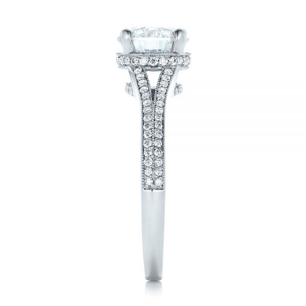 14k White Gold Custom Diamond Split Shank Engagement Ring - Side View -  102226
